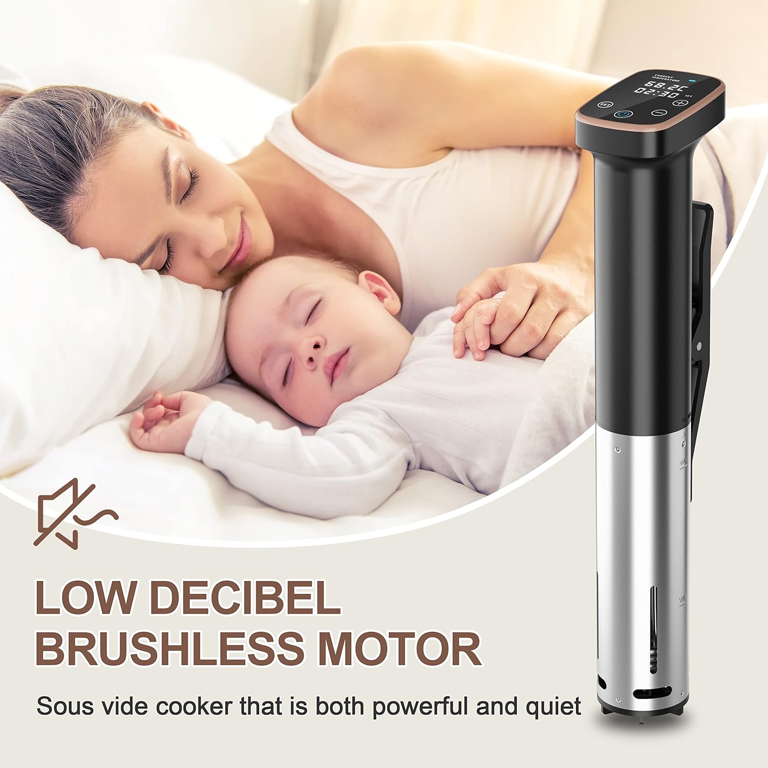 Sous Vide Cooker, 1100W Sous Vide Machine, Ultra-quiet Fast-Heating Immersion Circulator Precise Cooker with Big Touchscreen Accurate Temperature and Time Control, IPX7 Waterproof - Image 4