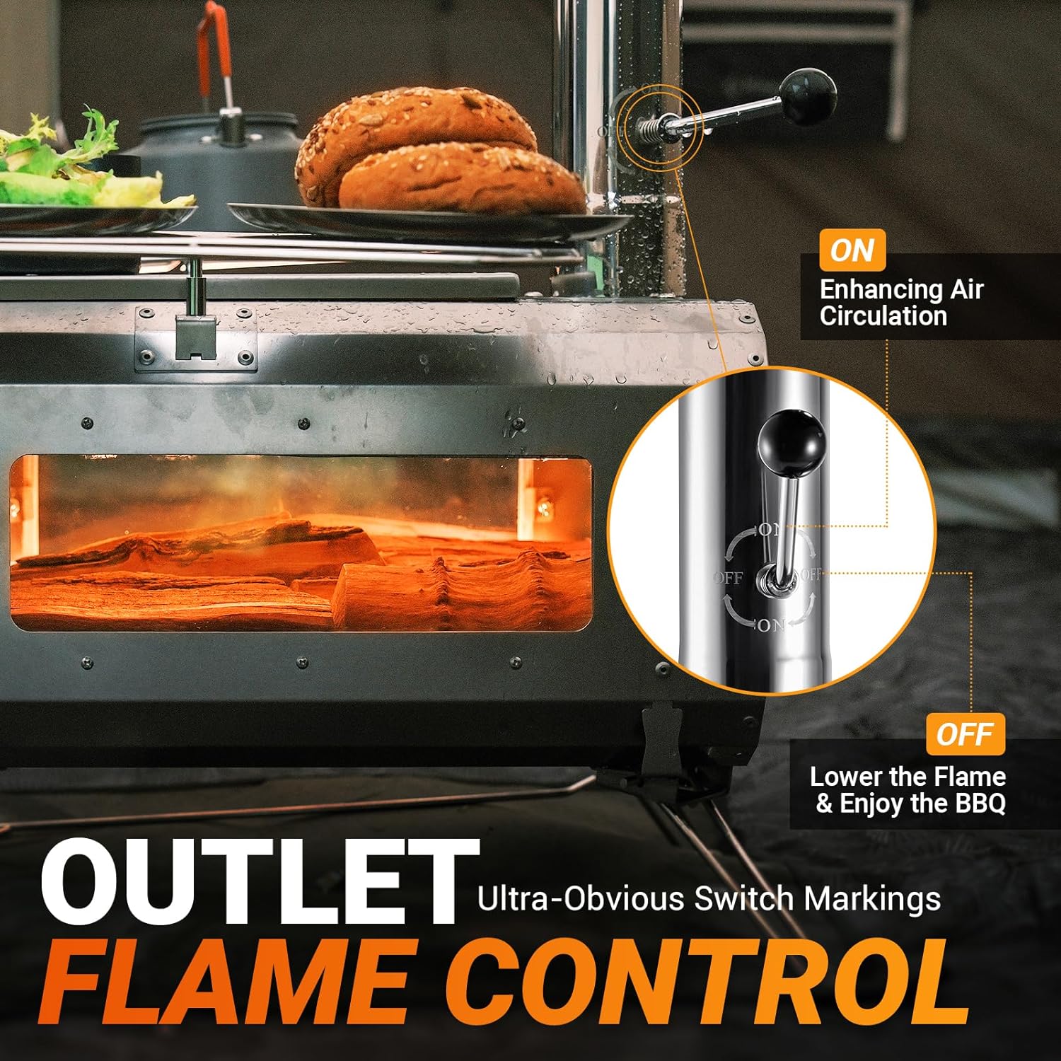 KingCamp Hot Tent Stove, Foldable Camping Stove with Large Firebox, 7.5ft Winter Camping Stove for Tent, Shelter, Cabin Heating, With Chimney Pipes, Heat Resistant Glass & Gloves for Outdoor - Image 2