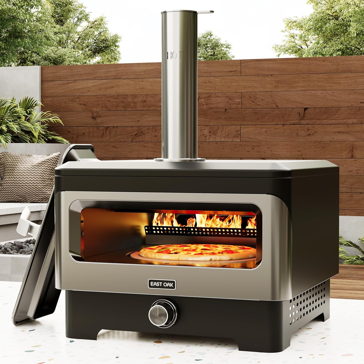 EAST OAK Pizza Oven Outdoor, 12" Wood Pellet Pizza Oven portable wood-fired pizza ovens