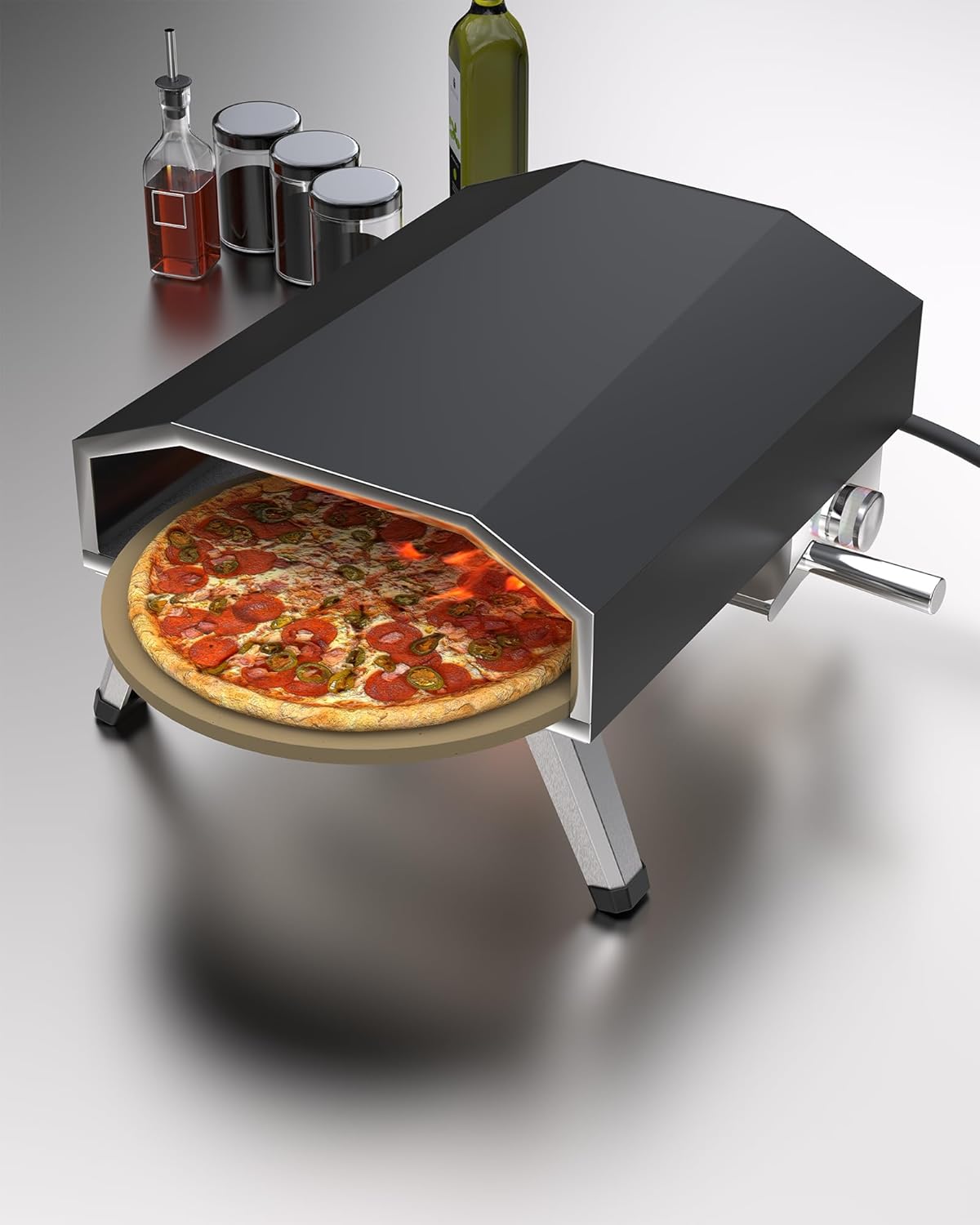16" Gas Pizza Oven, Outdoor Pizza Oven With Rotatable Portable portable wood-fired pizza ovens