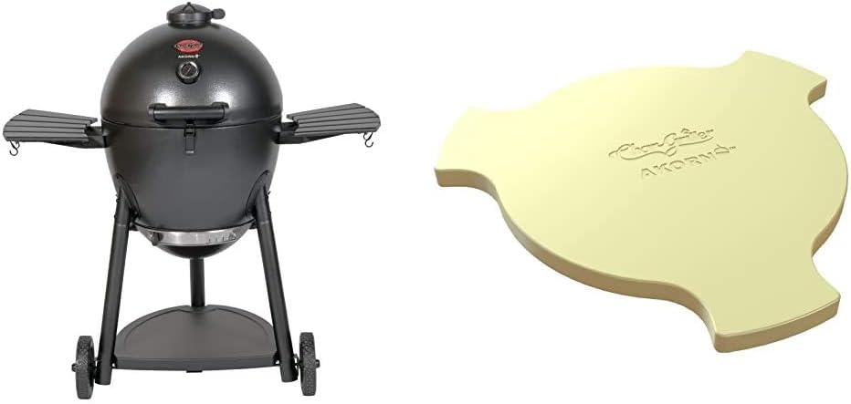 Char-Griller Kamado Charcoal Grill, Graphite + Char-Griller Smokin' Ceramic Smoking professional portable smokers