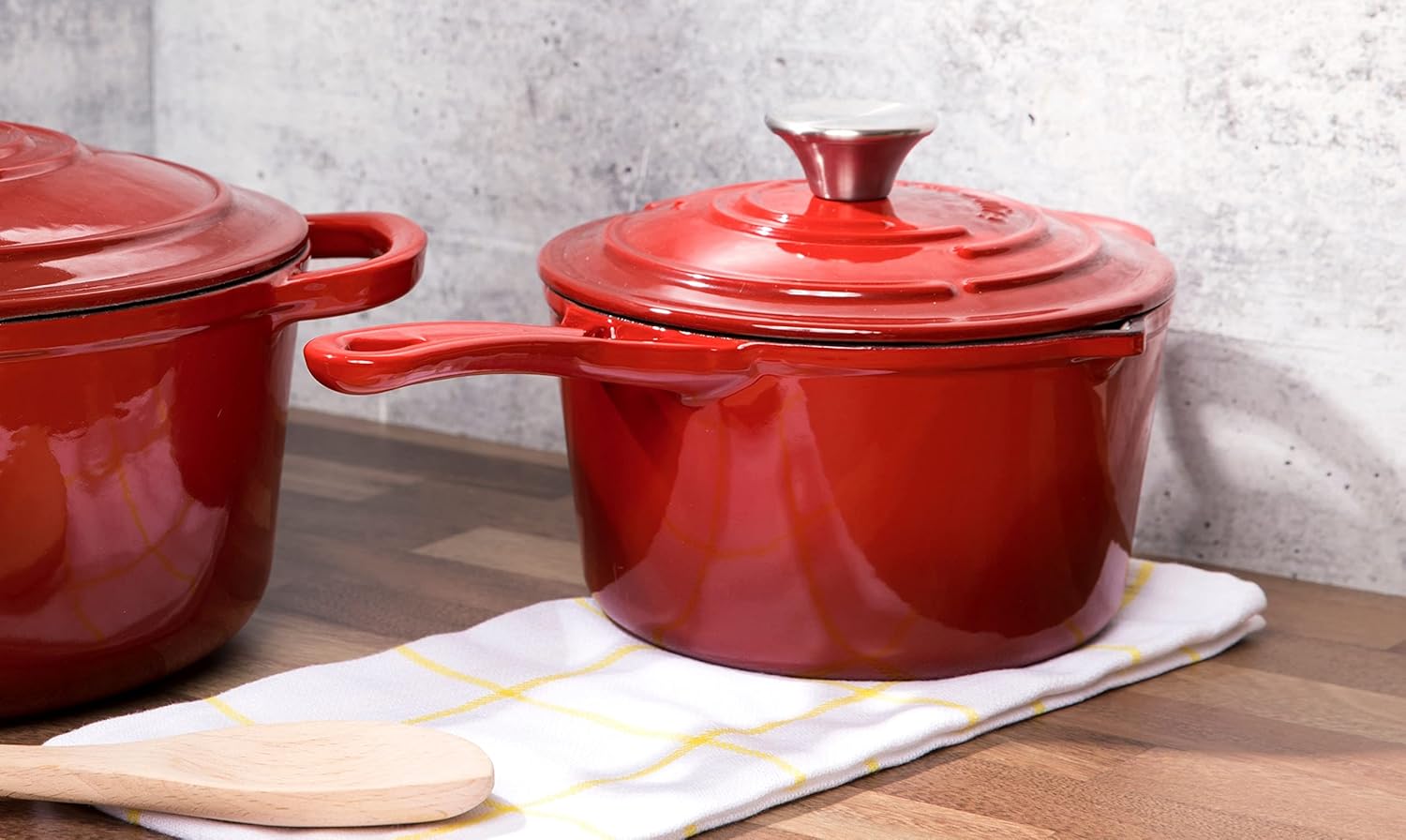 Larder & Vine 5-Piece Enameled Cast Iron Cookware Set - Includes 5.7 Quart Dutch Oven with Lid, 10.25 Inch Skillet, 2.2 Quart Saucepan with Lid (Cabernet) - Image 7