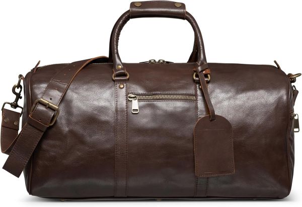 HIDES 21" Full Grain Leather Duffel Bag, Overnight Weekender Travel Duffle Carry on Luggage (Antique Brown) - Image 2