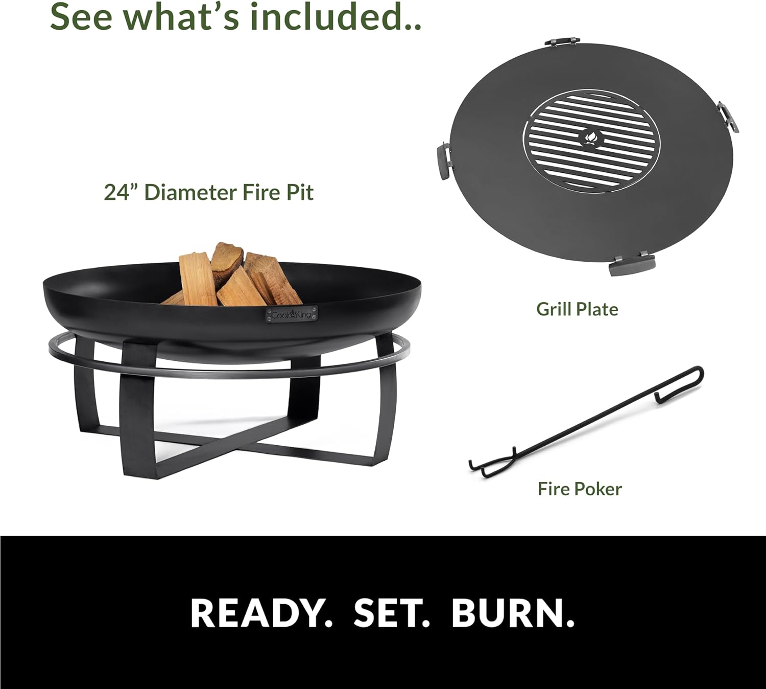 Good Directions Fire Pit Ignition 24" Handcrafted Cooking Fire Pit with Cooking Grill Plate Attachment for Backyard Bonfire Campfire for Outside, Medium Outdoor Firepit, Raw Steel - Image 7