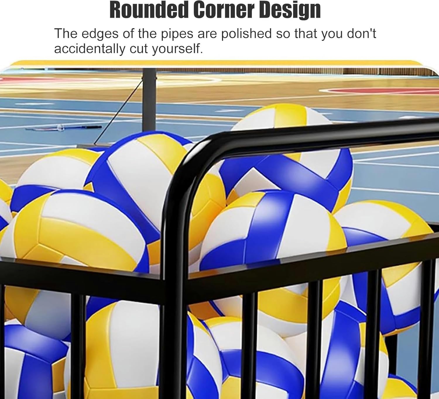 Portable Volleyball Ball Cart with Wheels, Heavy Duty Basketballs Football Storage Bin Garage Sports Equipment Organizer, Large Capacity Ball Locker~/ - Image 4