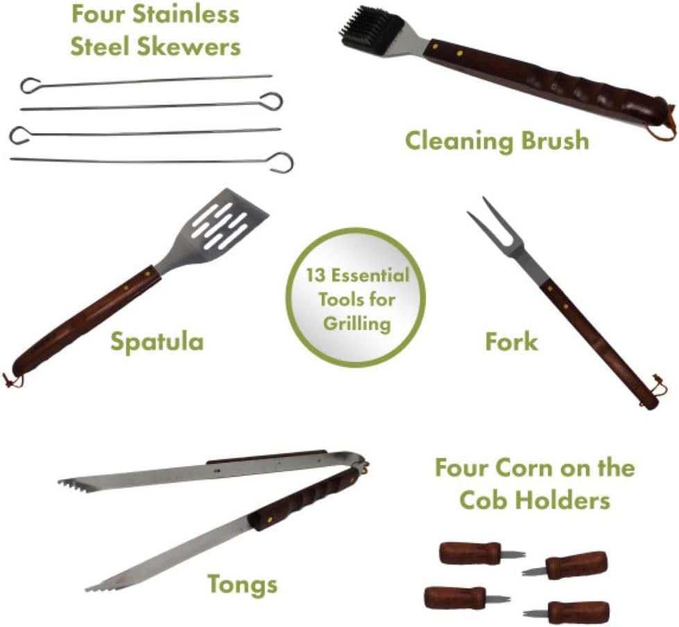 Char-Broil Performance Series Convective 4-Burner & Cuisinart CGS-W13 Wooden Handle Tool Set, Black, Deluxe Pizza Grilling Pack (13-Piece) - Image 7