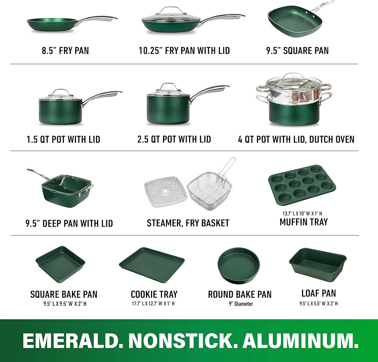 Granitestone Pots and Pans Set - 20pc Kitchen Cookware Sets Pots and Pans for Cooking Set Nonstick Cookware with Frying Pans Nonstick Pan Set Pot and Pan Set Pot Set Non Sticking Pan Set + Bakeware - Image 2