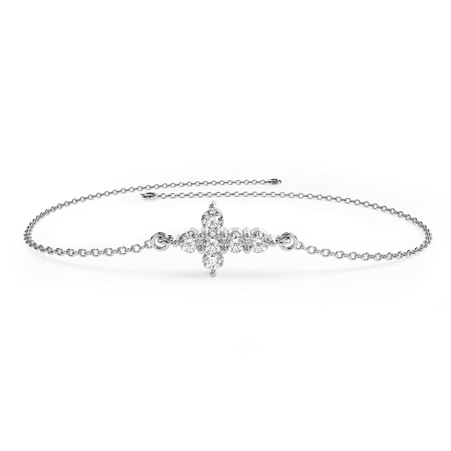 14K Solid Gold Diamond Cross Bracelet in Yellow, White, Rose Gold for Women 5" to 8" | Minimalist Bracelets for Women - Image 2