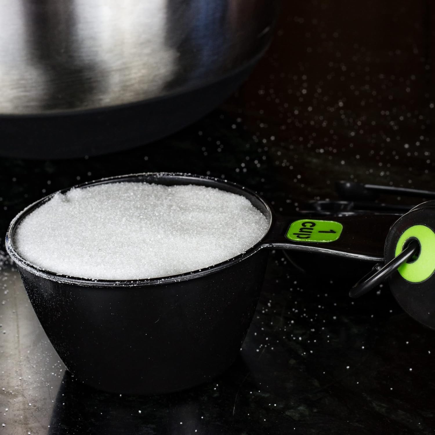 Chef Craft Easy to Ready Plastic Measuring Cup Set, 10 piece set, Green - Image 3