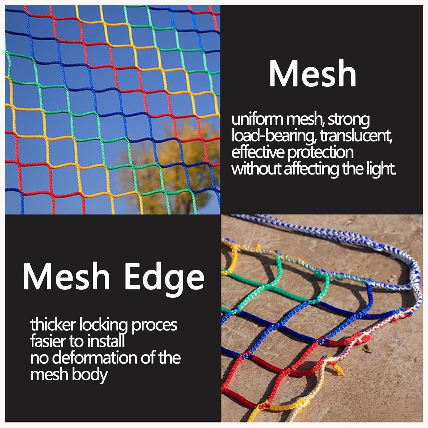 Safety nets Rope nets Outdoor Play Equipment Storage nets Green Colourful for Stairs Balconies Playgrounds Folding Customisable (4.9x23m) - Image 2