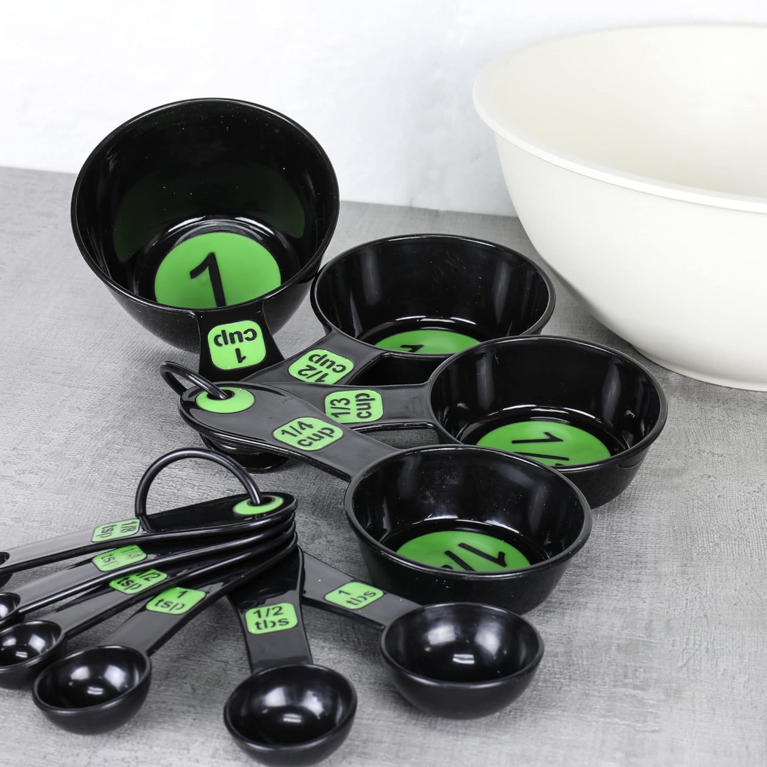 Chef Craft Easy to Ready Plastic Measuring Cup Set, 10 piece set, Green - Image 4