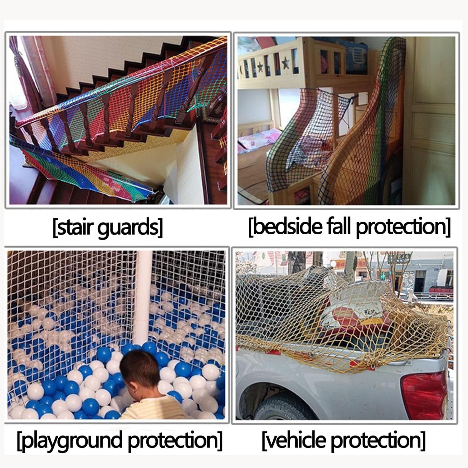 Safety nets Rope nets Outdoor Play Equipment Storage nets Green Colourful for Stairs Balconies Playgrounds Folding Customisable (4.9x23m) - Image 3