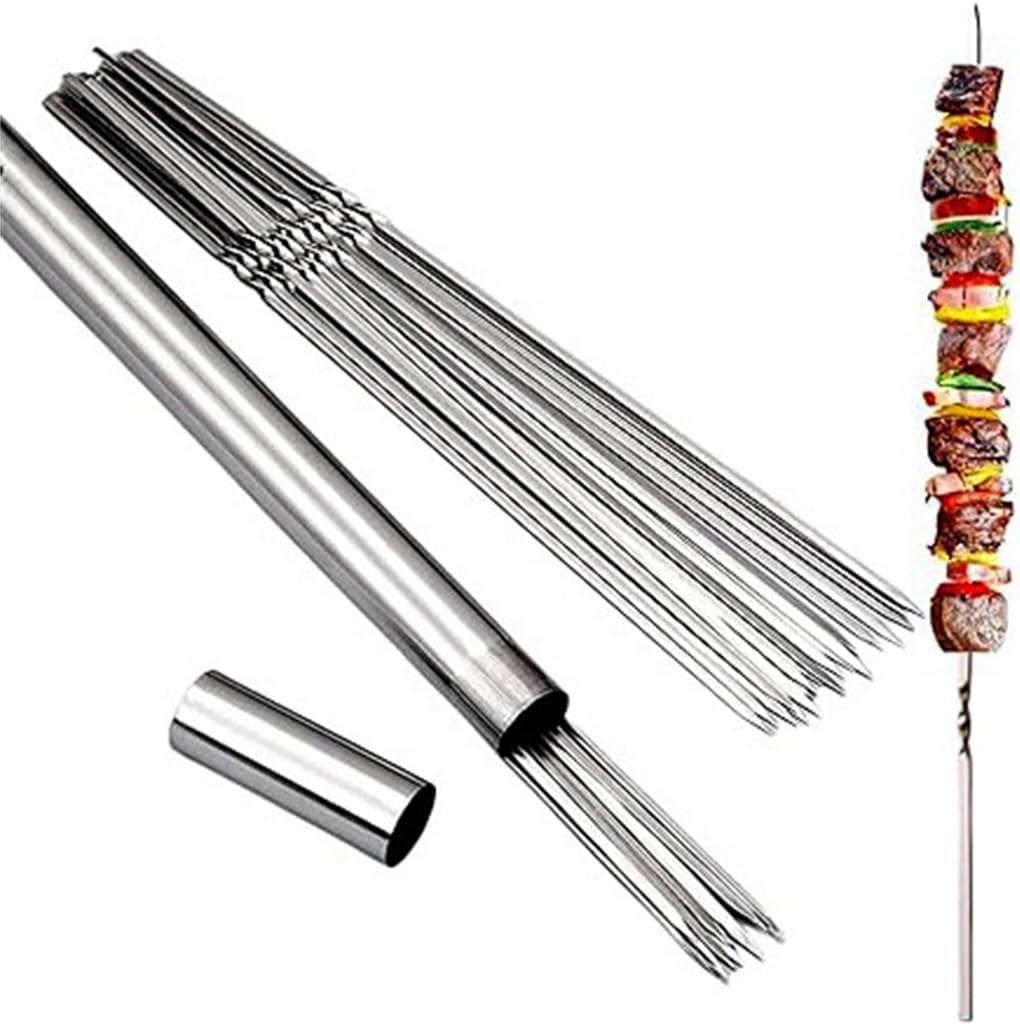 BBQ Tool Set Barbecue Sticks Stainless Steel Flat Barbecue Sticks Set - Image 4