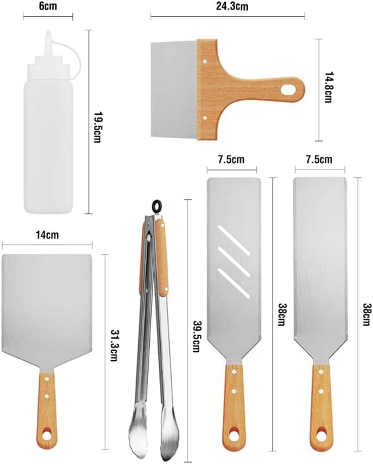 Stainless Steel Frying Shovel Cooking Shovel Clip Steak Iron Plate Barbecue Tool Set - Image 5