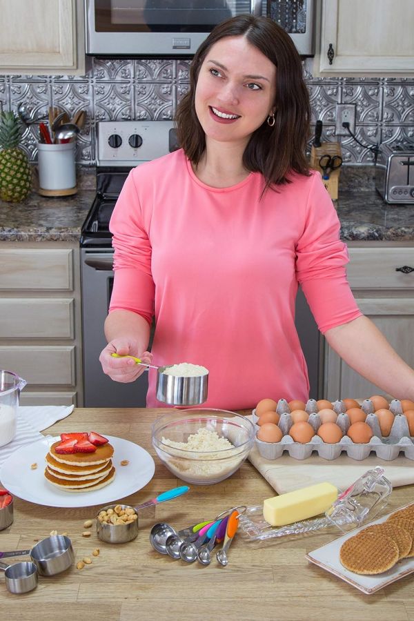 Measuring Cups and Spoons Set 11 Piece. Includes 10 Stainless Steel Measuring Spoons and Cups Set and 1 Plastic Measuring Cup. Liquid Measuring Cups Set and Dry Metal Measuring Cup Set - Image 7
