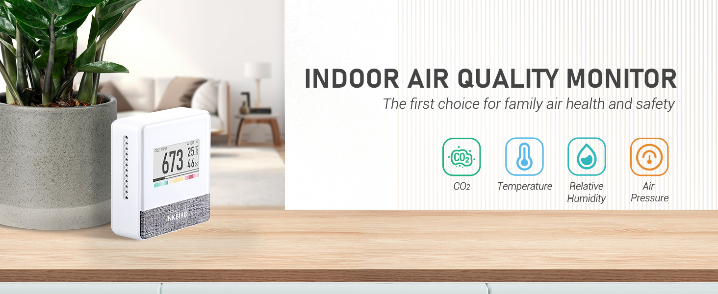 NKBIRD Smart Indoor Air Quality Monitor, Portable CO2 Detector with Bluetooth