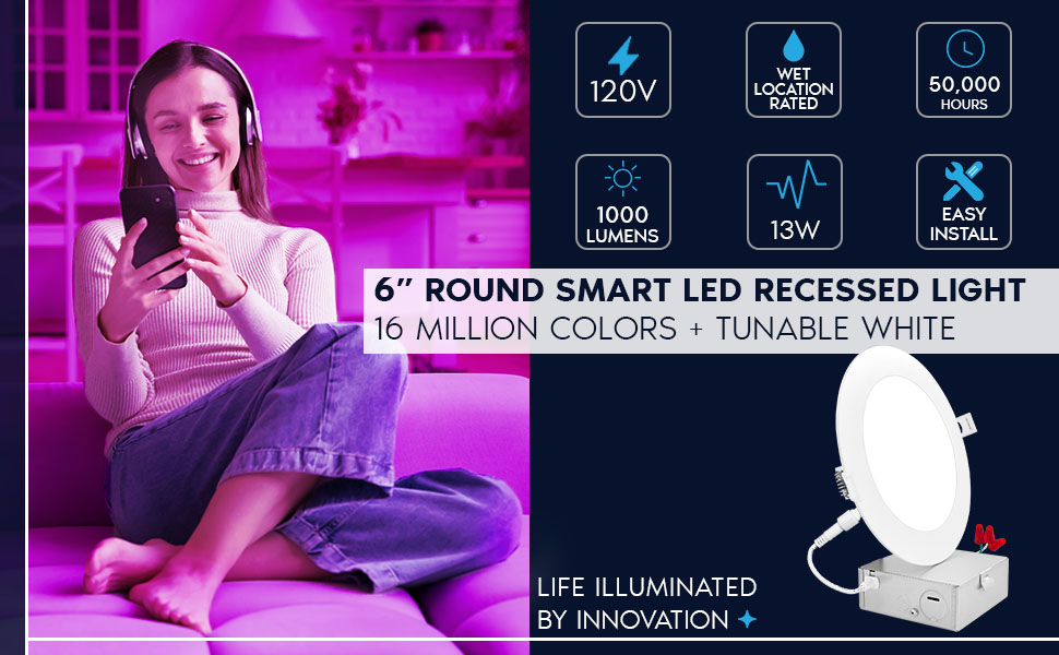 rgb rgb tunable white smart led recessed ceiling light downlight color selectable app voice control