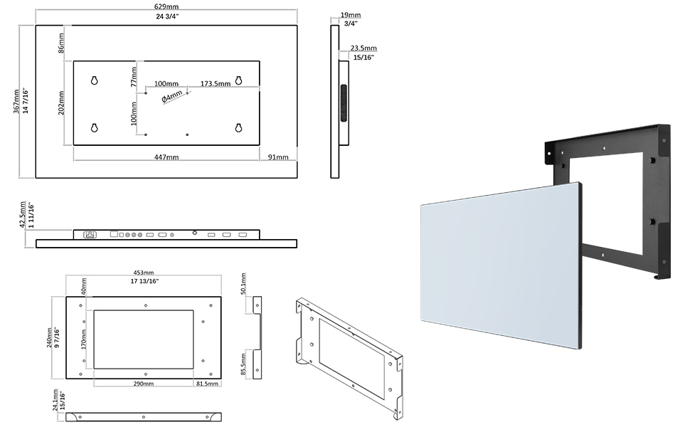 smart mirror TV 27 inch size