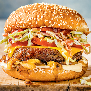 Mob Burger on wooden table