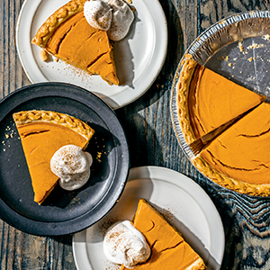 three slices of Mattie’s Sweet Potato Pie