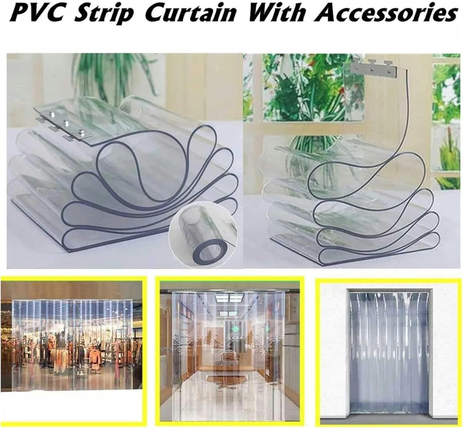 PVC Strip Door Curtain, Vinyl Strip Door Curtain, Clear Plastic Curtain Strips with 3cm Overlap for Walk-in Freezers, Coolers, and Warehouse Doors - Image 5