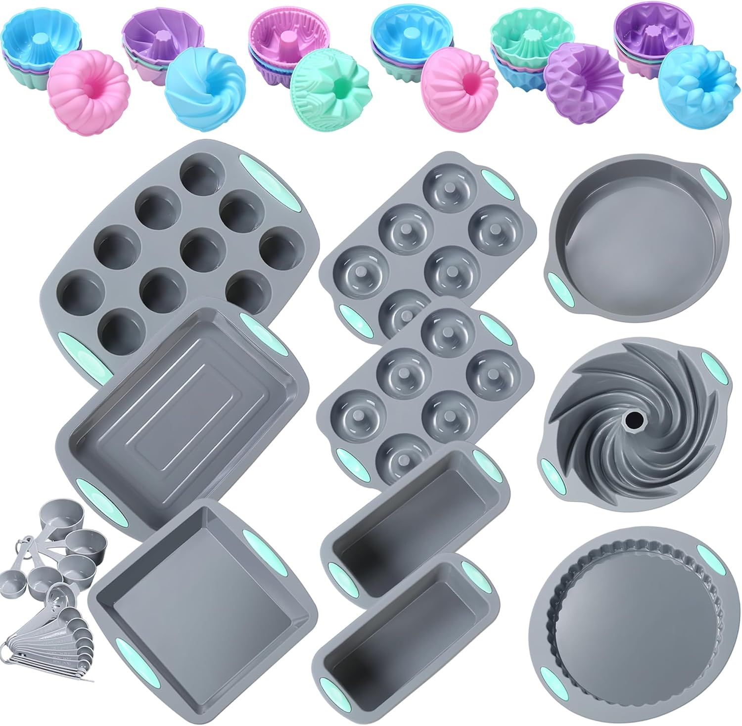 51 Piece Silicone Bakeware Set, Non-Stick Kitchen Oven Baking Pans, baking set for adults