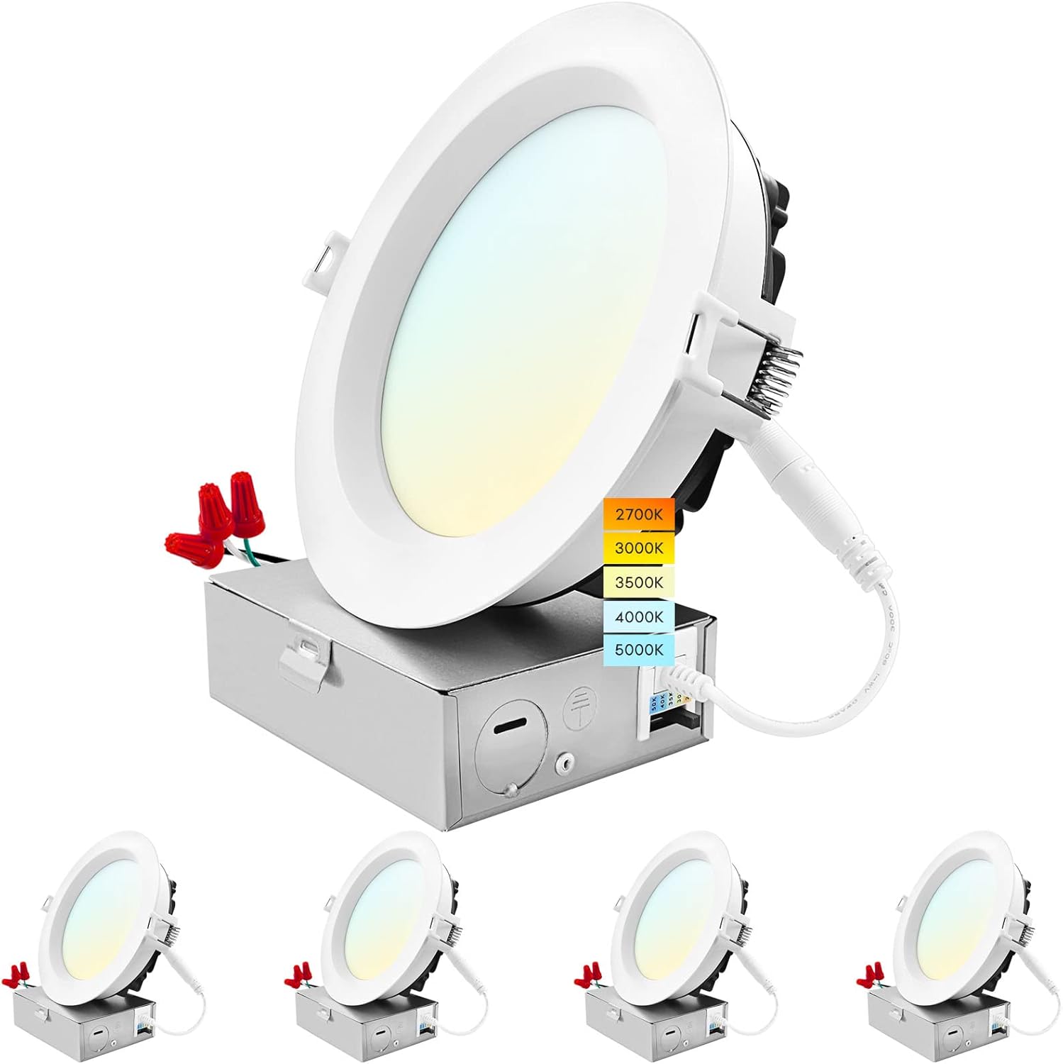 LUXRITE 6 Inch LED Recessed Ceiling Light with Junction Box, waterproof outdoor kitchen electronics