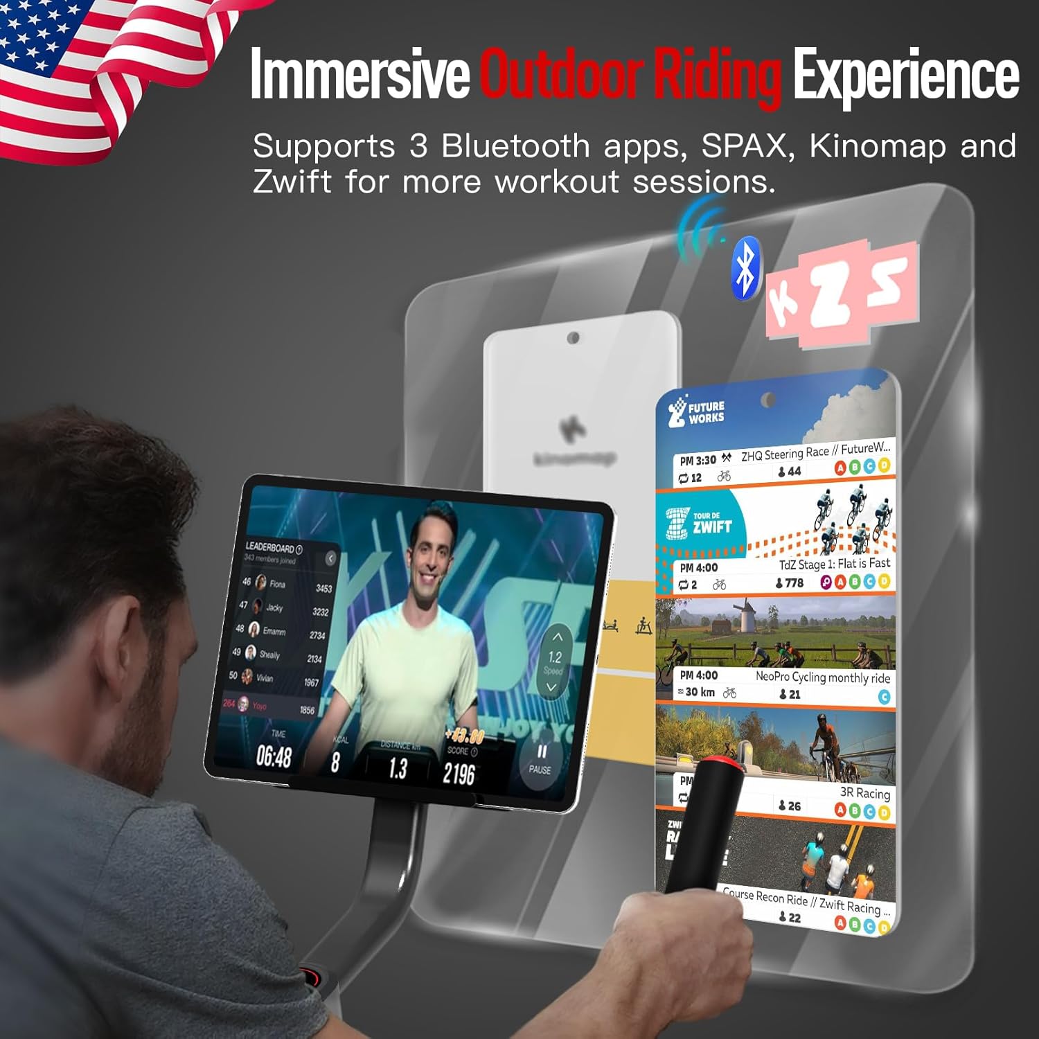 HARISON Magnetic/Brake Pad Exercise Bike 350lbs Capacity, Bluetooth Stationary Bikes for Home with Tablet Holder & Comfortable Seat Cushion - Image 3