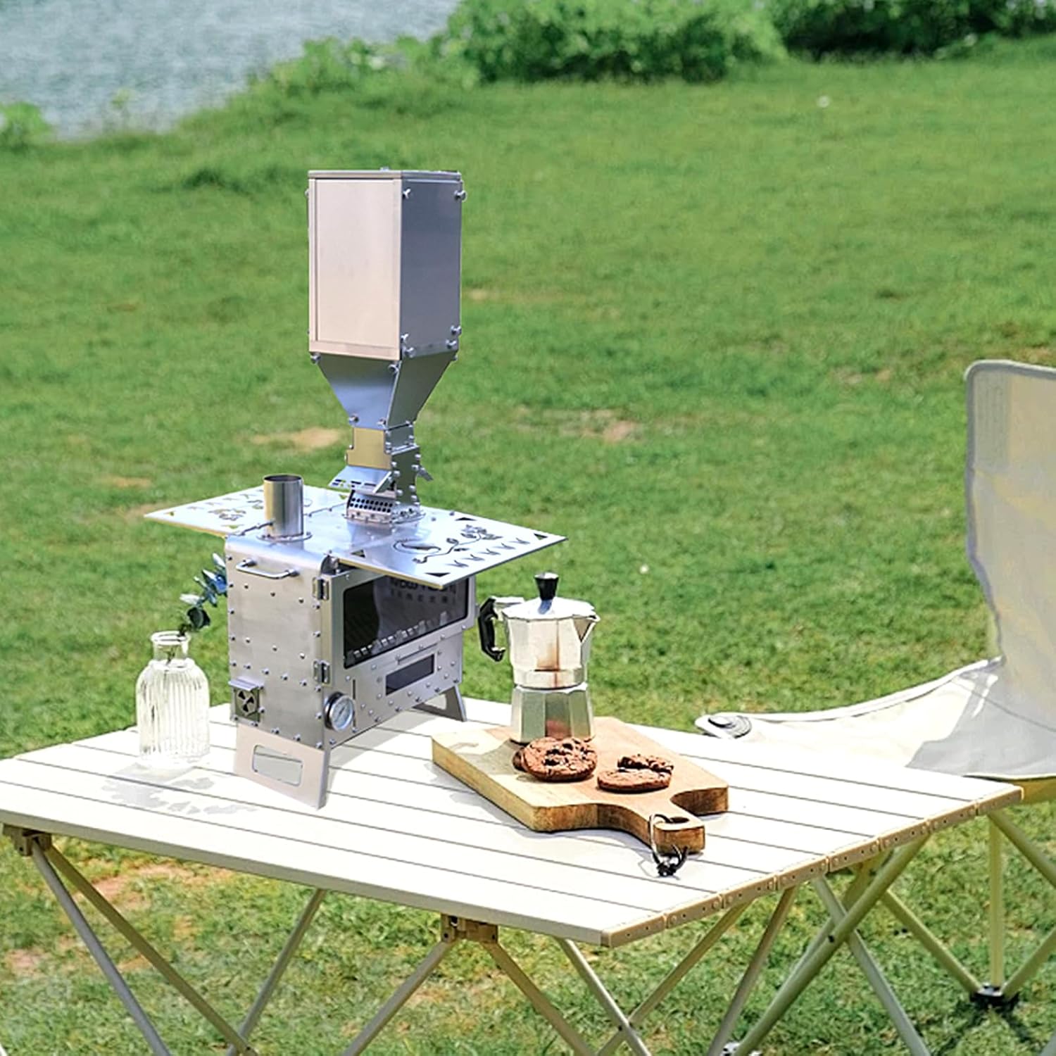 Stainless Steel Outdoor Wood Stove, Portable Camping Stove, Multifunctional Small Outdoor Firewood Stove, Suitable For Tent, Camping Heating And Cooking - Image 7