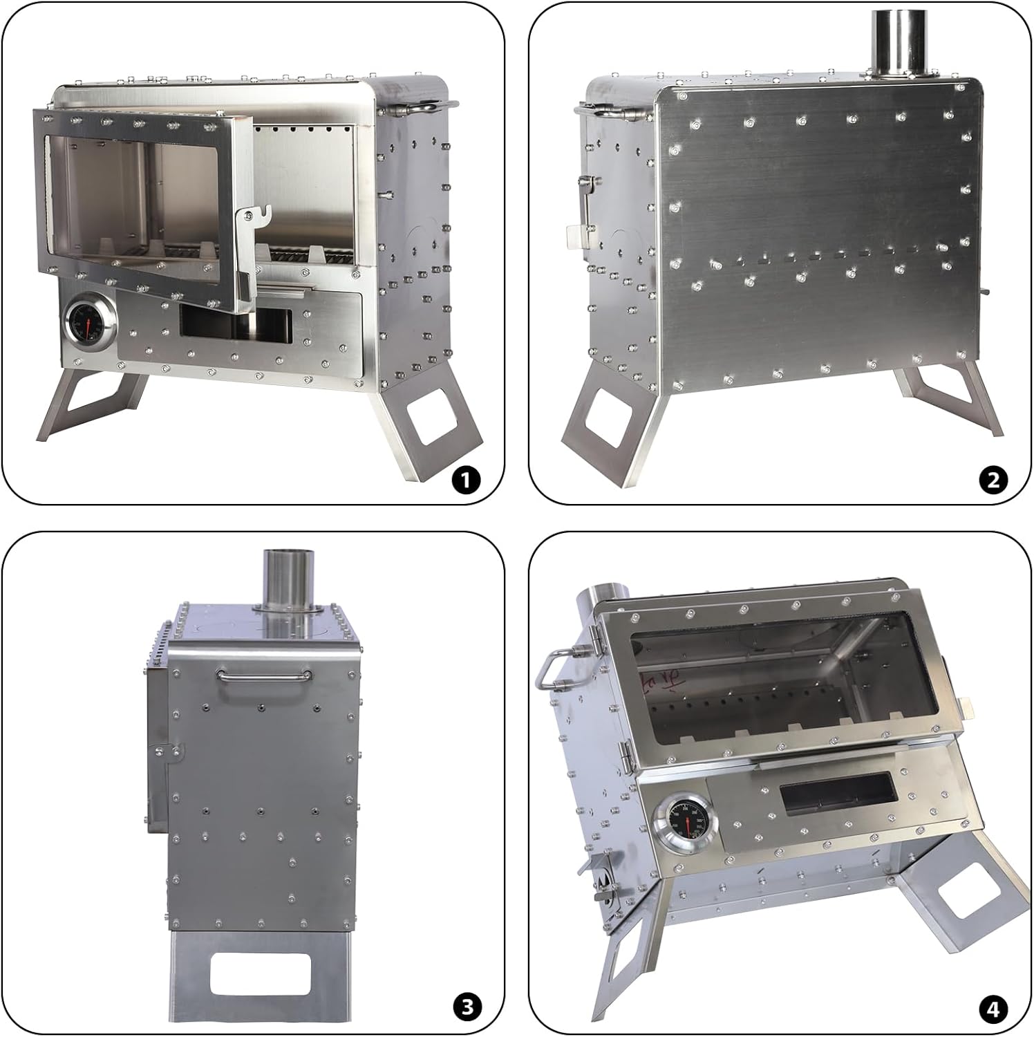 Stainless Steel Outdoor Wood Stove, Portable Camping Stove, Multifunctional Small Outdoor Firewood Stove, Suitable For Tent, Camping Heating And Cooking - Image 5
