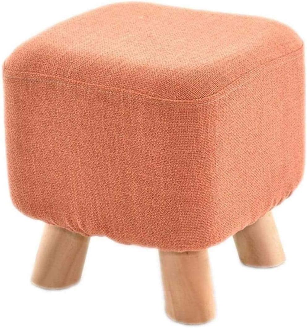 Ottoman Stool Seat,Foot Rest Stools Wooden,Linen Fabric Padded Seat Pouf outdoor kitchen storage solutions