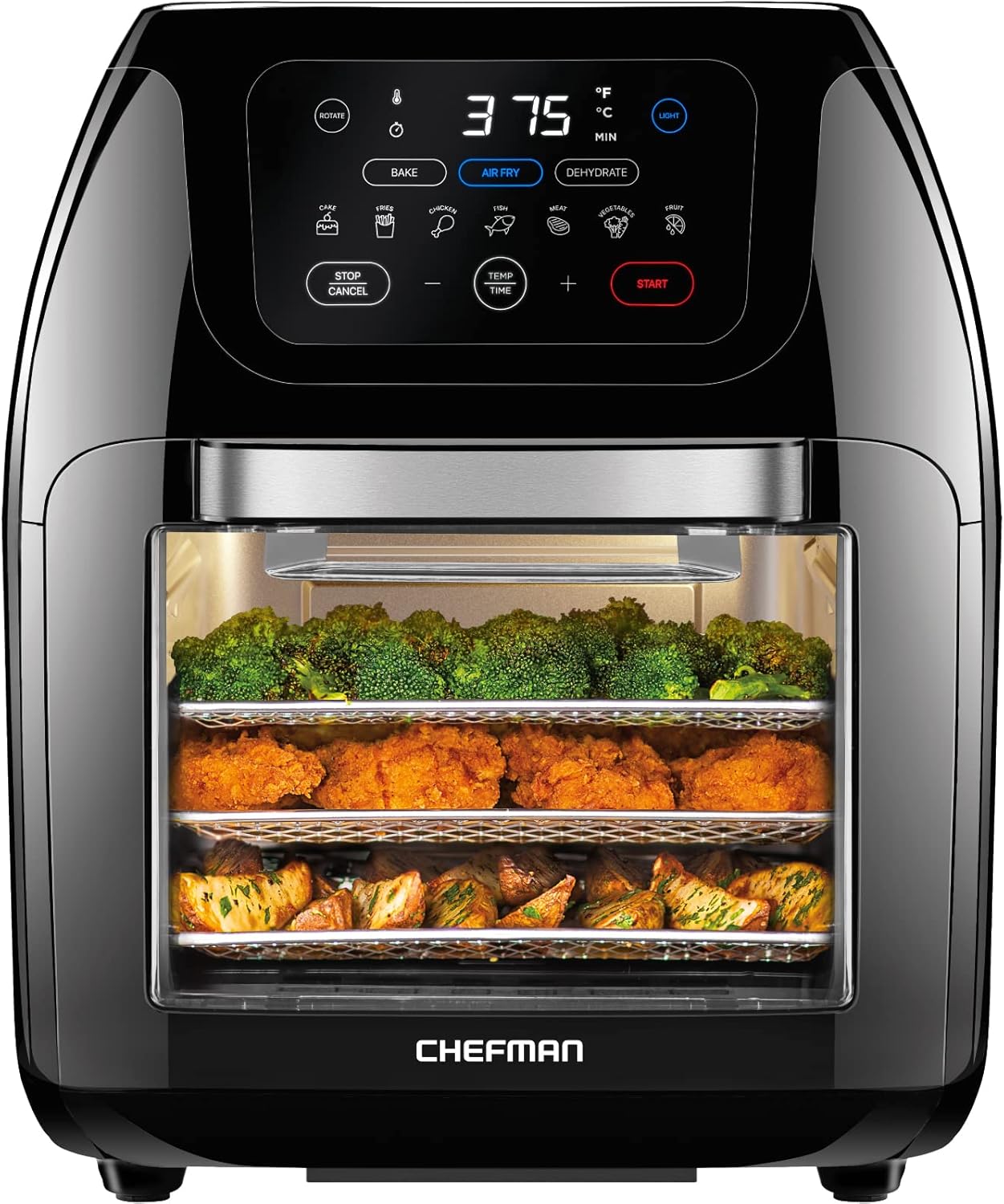 CHEFMAN Multifunctional Digital Air Fryer+ Rotisserie, Dehydrator, Convection Oven, 17 Touch Screen & Air Fryer 8 Qt with Probe Thermometer, 8 Preset Functions - Image 2
