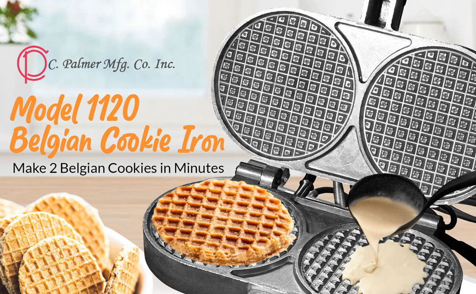 palmer medium belgian cookie iron double waffle maker cast aluminum delicious authentic 