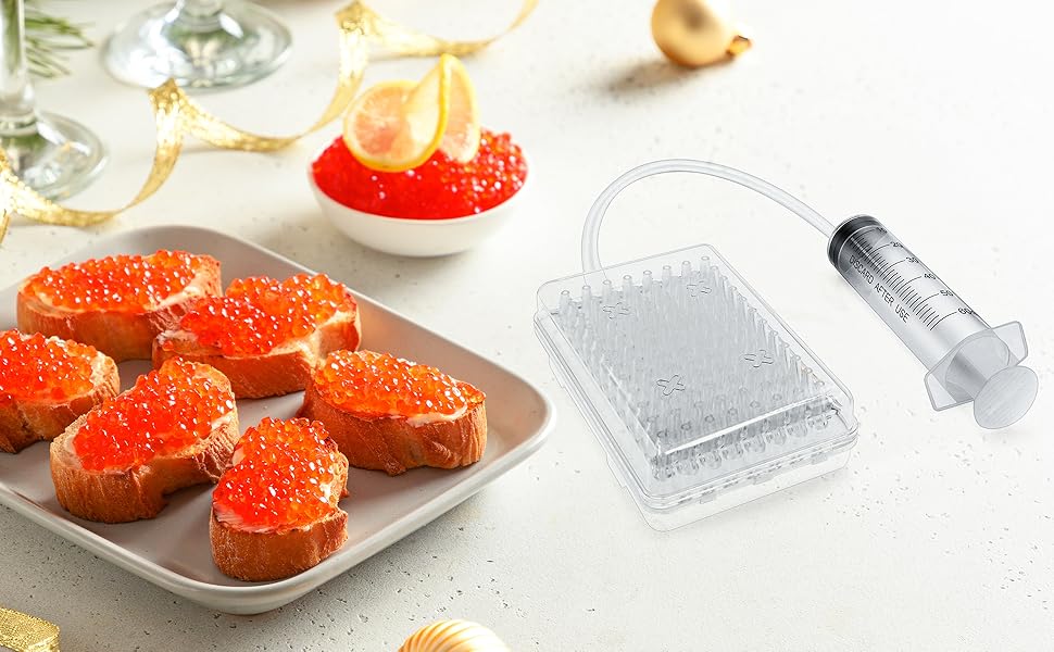 caviar maker is molecular cooking tool with Suction Tray, Spoon & Syringe