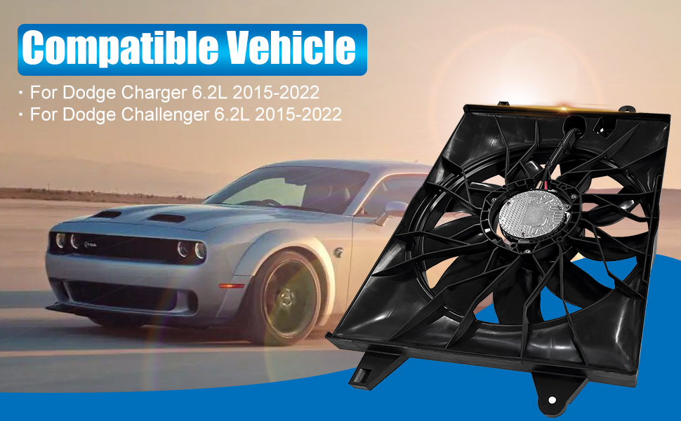 Radiator Cooling Fan Assembly 68541987AA Compatible with Dodge Charger Challenger 6.2L 2015-2022