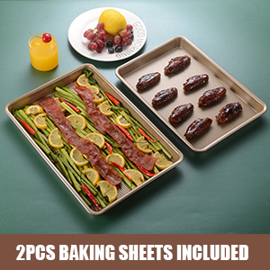 2pcs baking sheet nonstick set cookie baking sheet baking tray small jelly roll pan bakeware pan 