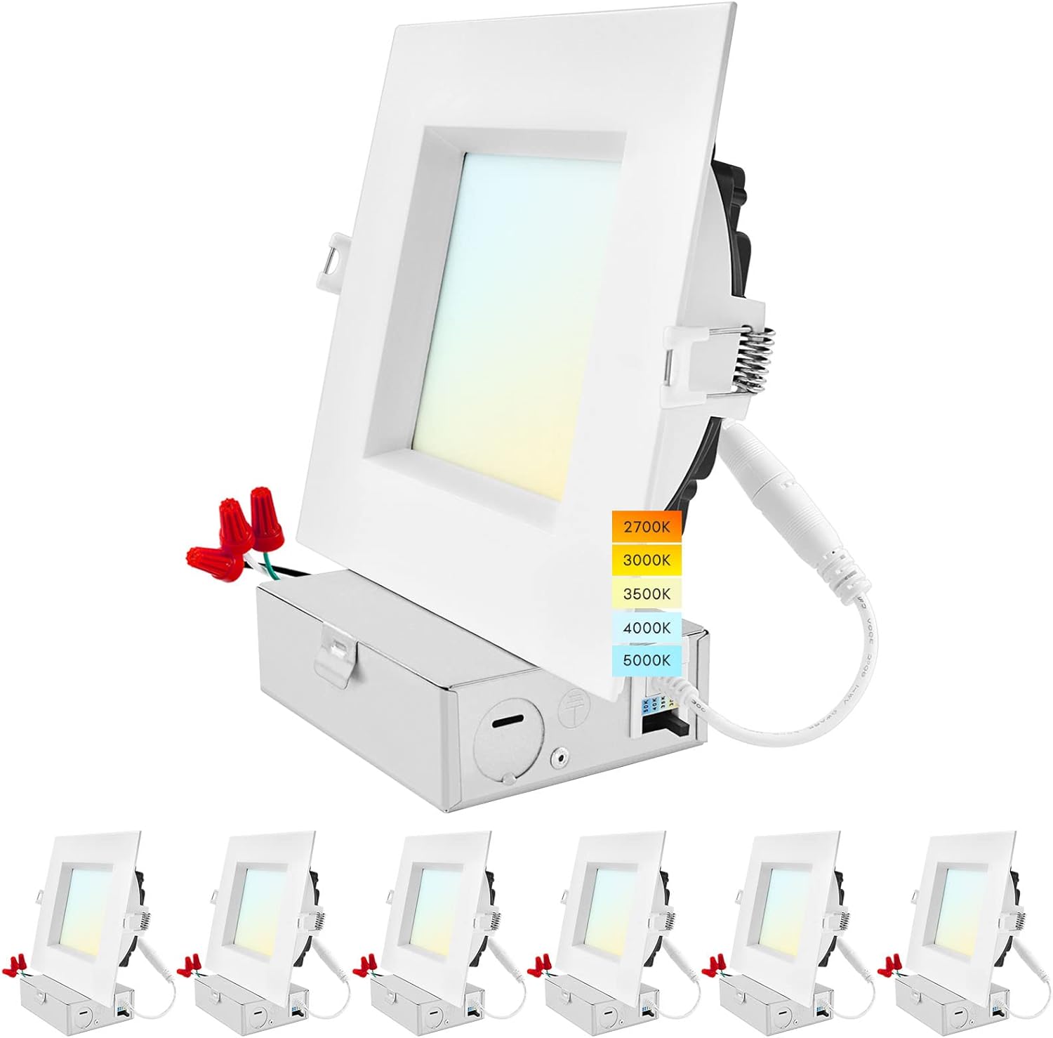 LUXRITE 6 Inch Square LED Recessed Ceiling Light with Junction waterproof outdoor kitchen electronics