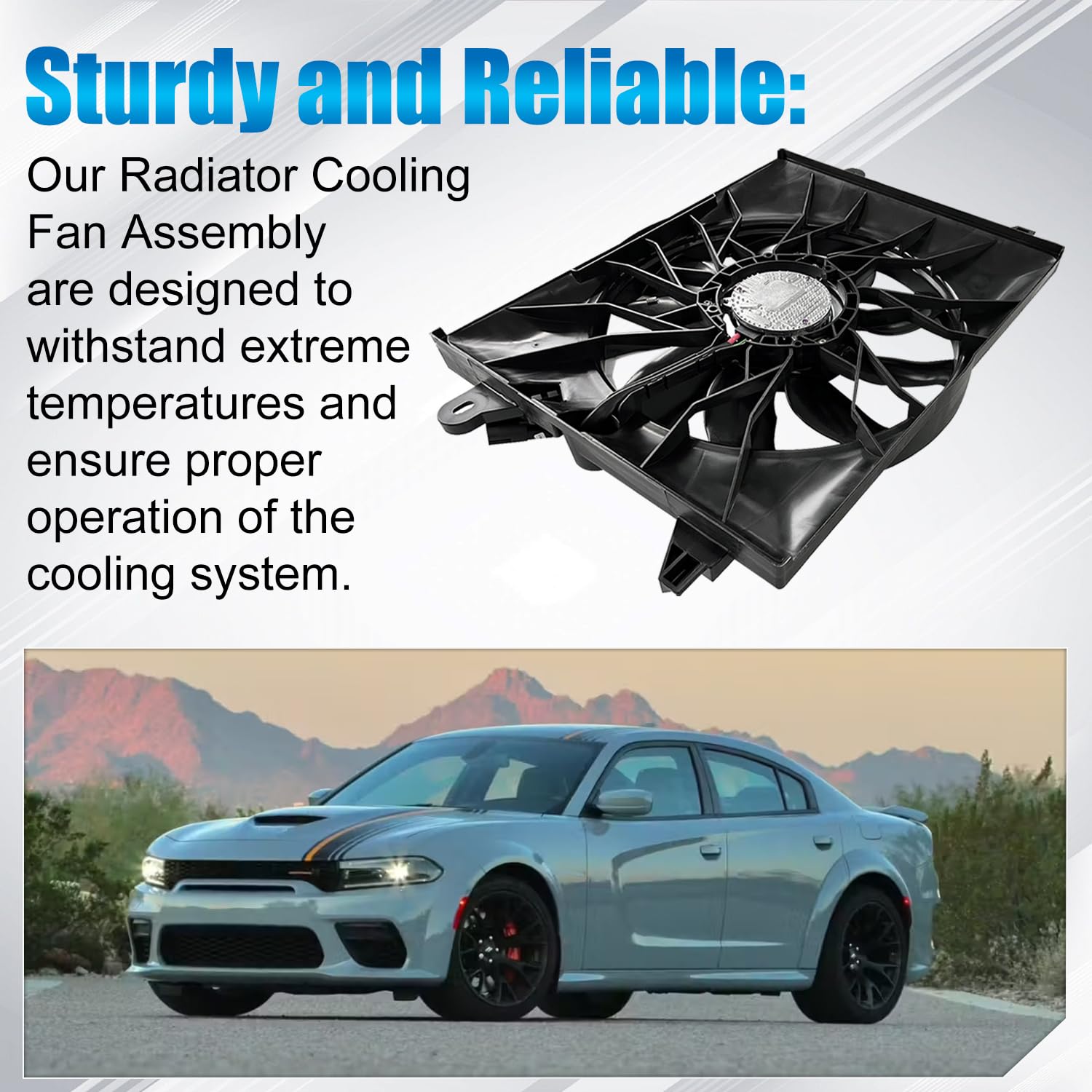 Radiator Cooling Fan Assembly 68541987AA Compatible with Dodge Charger Challenger 6.2L 2015-2022 - Image 6