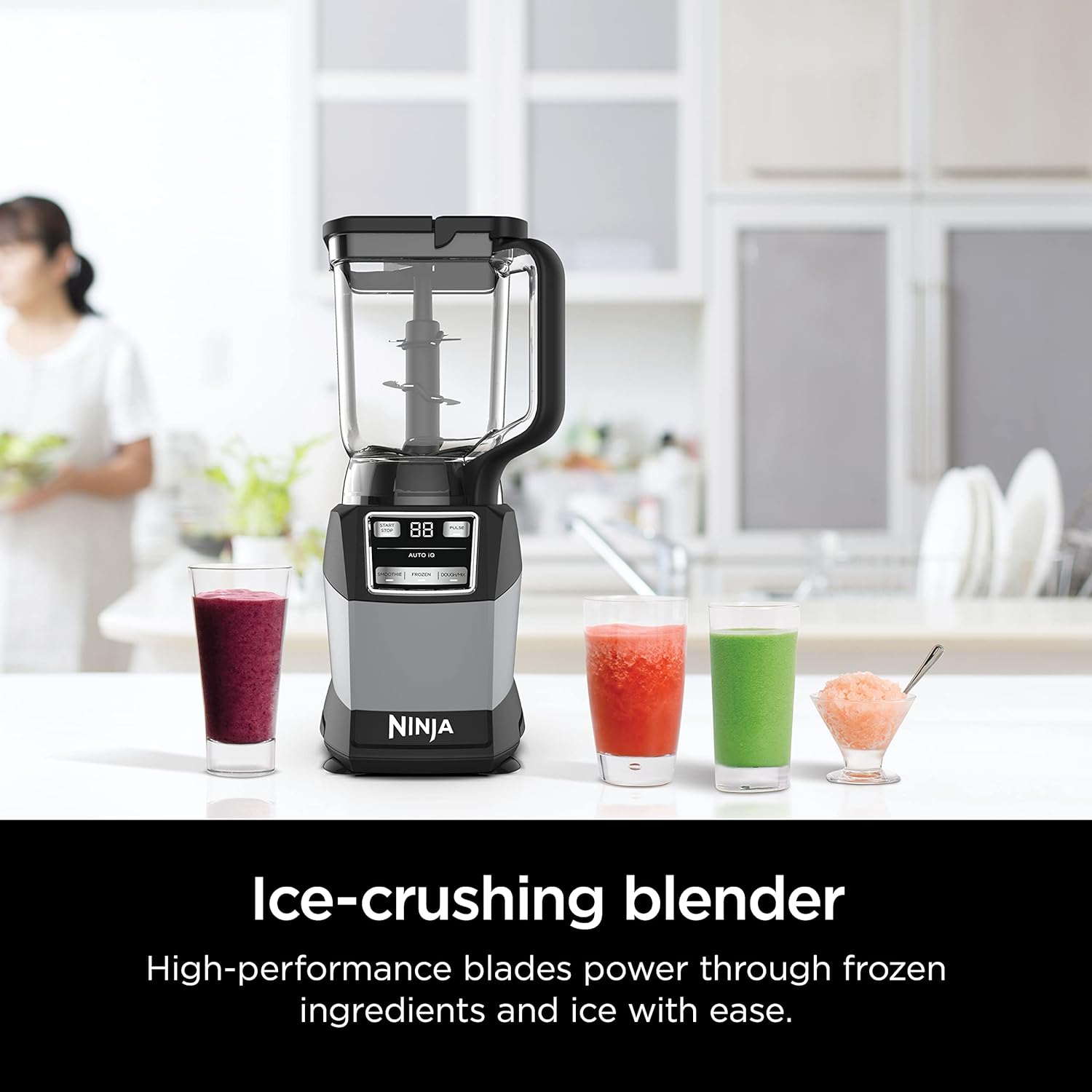 Ninja AMZ493BRN Compact Kitchen System, 1200W, 3 Functions for Smoothies, Dough & Frozen Drinks with Auto-IQ, 72-oz.* Blender Pitcher, 40-oz. Processor Bowl & 18-oz. Single-Serve Cup, Grey - Image 5