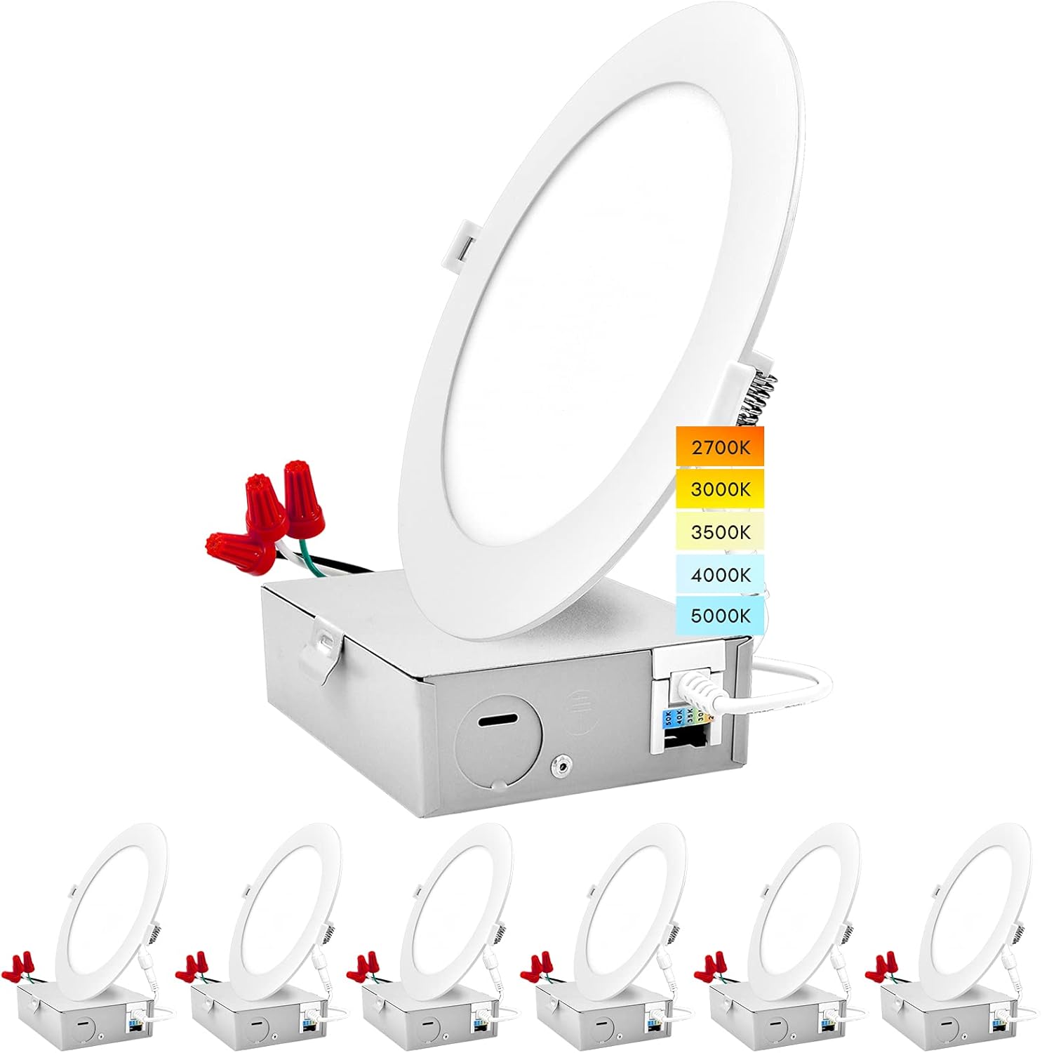 LUXRITE 6 Pack 8 Inch Ultra Thin LED Recessed Light waterproof outdoor kitchen electronics