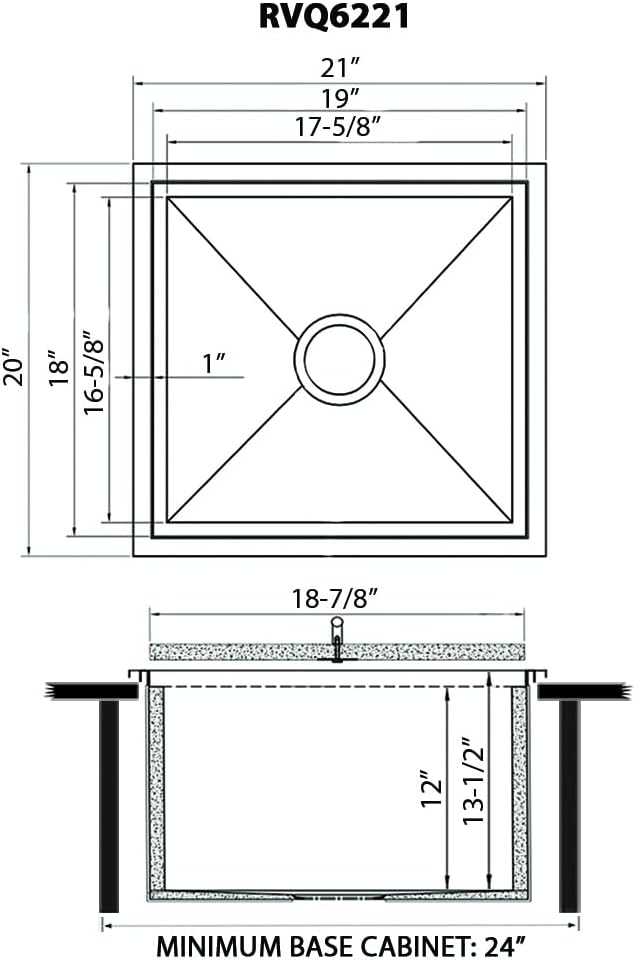 Ruvati Insulated Ice Chest Sink 21 x 20 inch Outdoor BBQ Marine Grade T-316 Topmount Stainless Steel - RVQ6221 - Image 5