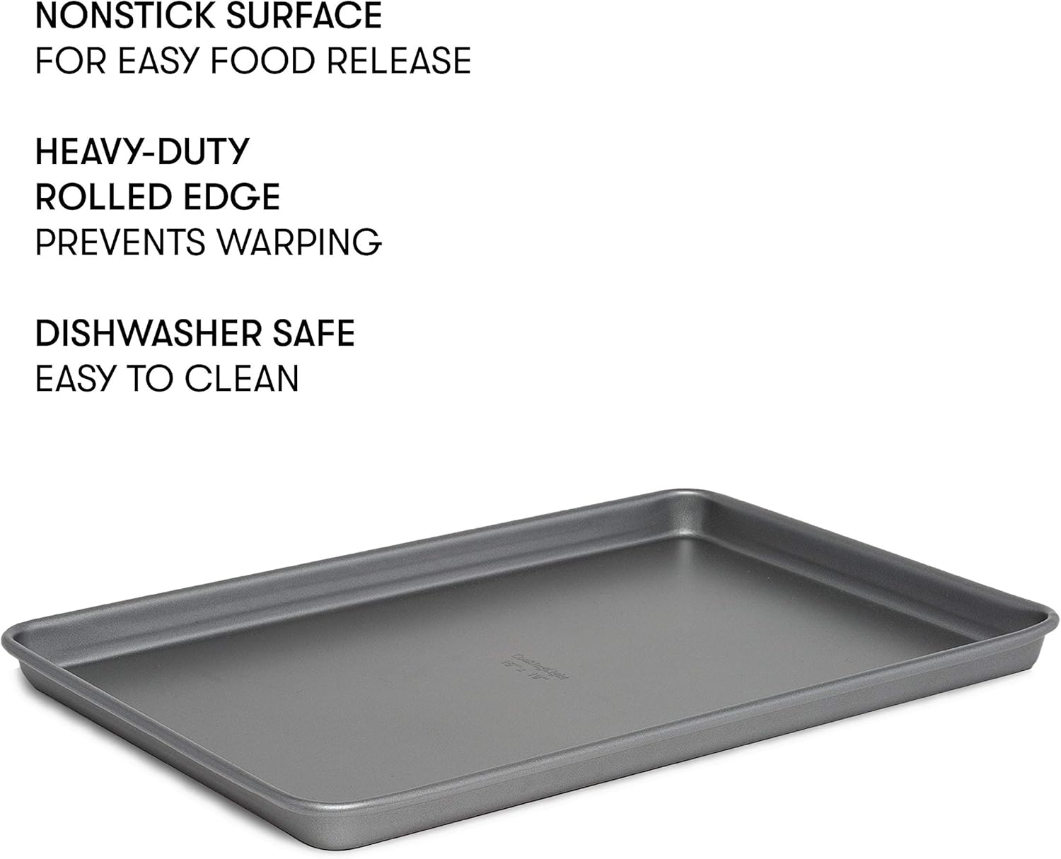 Cooking Light Heavy Duty Nonstick Bakeware Carbon Steel Baking Sheet or Cookie Sheet with Quick Release Coating, Manufactured without PFOA, Dishwasher Safe, Oven Safe, 15-Inch x 10-Inch, Gray - Image 2