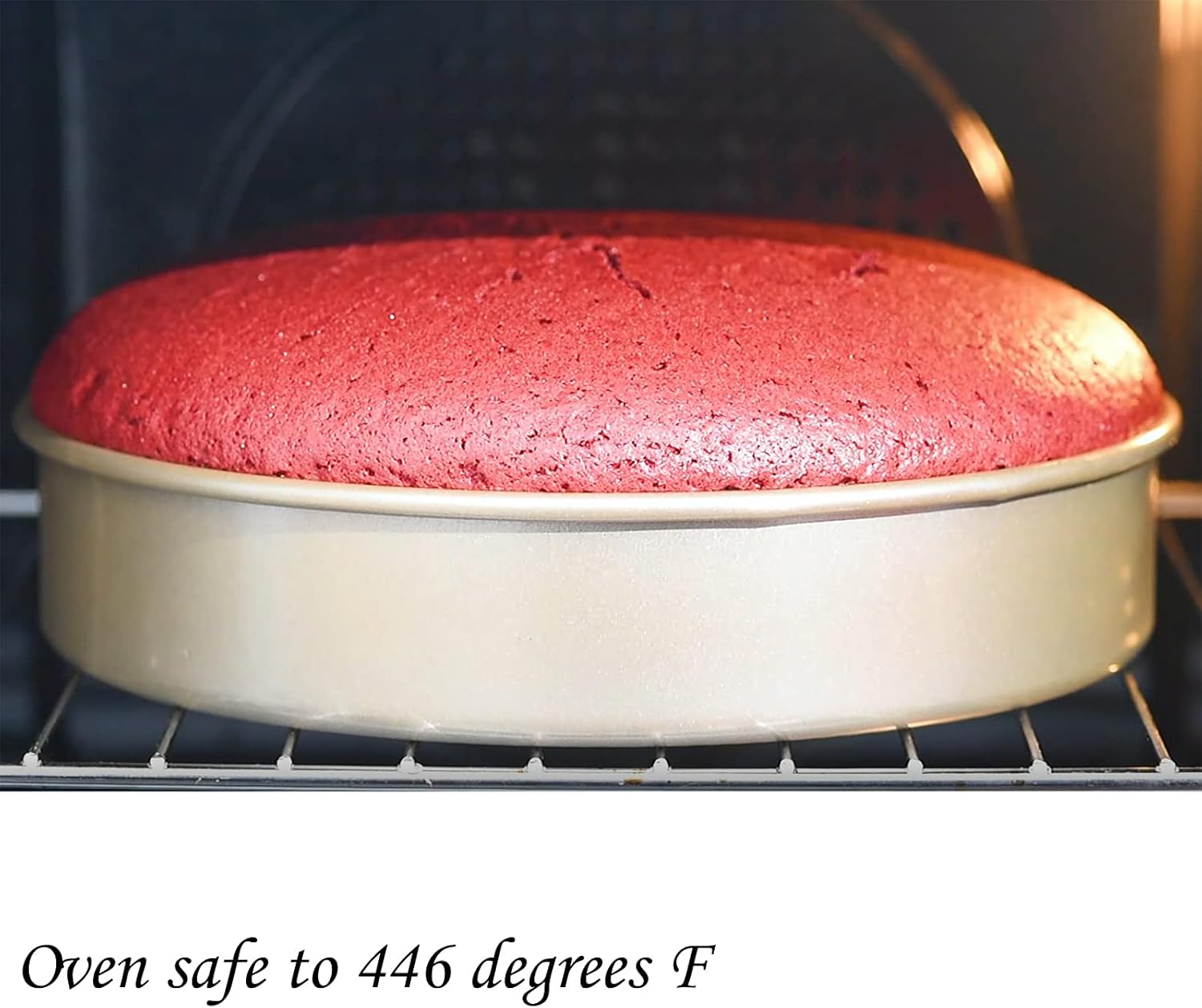 Kitcom Nonstick Bakeware Sets Textured 6-Piece with Cookie Sheet Set, Roasting Pan, Round Cake Pan, Loaf Pan, Heavy Duty Carbon Steel Premium Baking Pans, Champagne Gold - Image 3