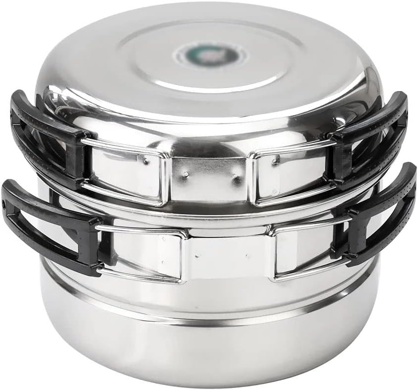 Stainless Steel Camping Cookware Set Folding Handle Portable Pot Pan stainless steel camping stoves