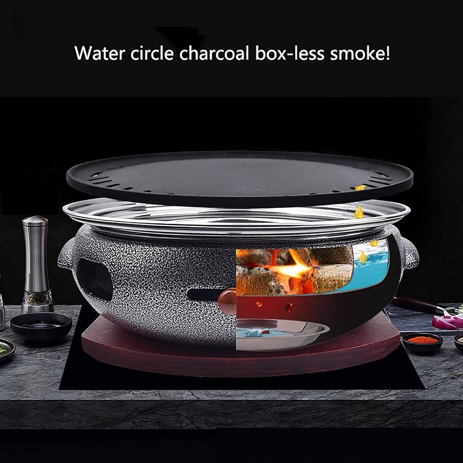BBQ Barbeque Barbecue Grill, BBQ, Multifunctional Smokeless Charcoal Grill, Cast Iron Barbecue Meat Stove, Home/Commercial/Restaurant (Color : J) - Image 6