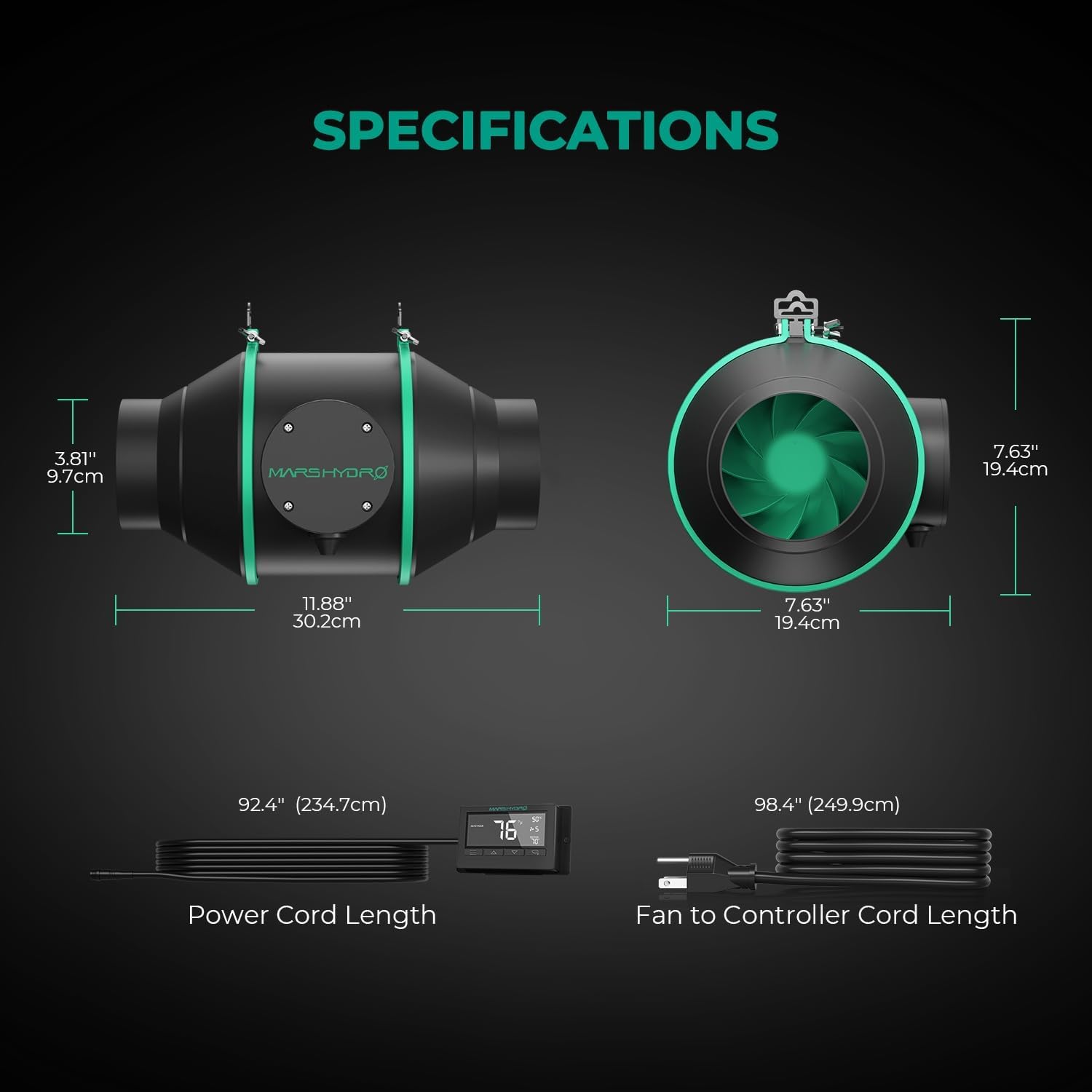 MARS HYDRO 4 Inch Inline Duct Fan with Temp Controller, Exhaust Fan for Grow Tents, Hydroponics - Image 6