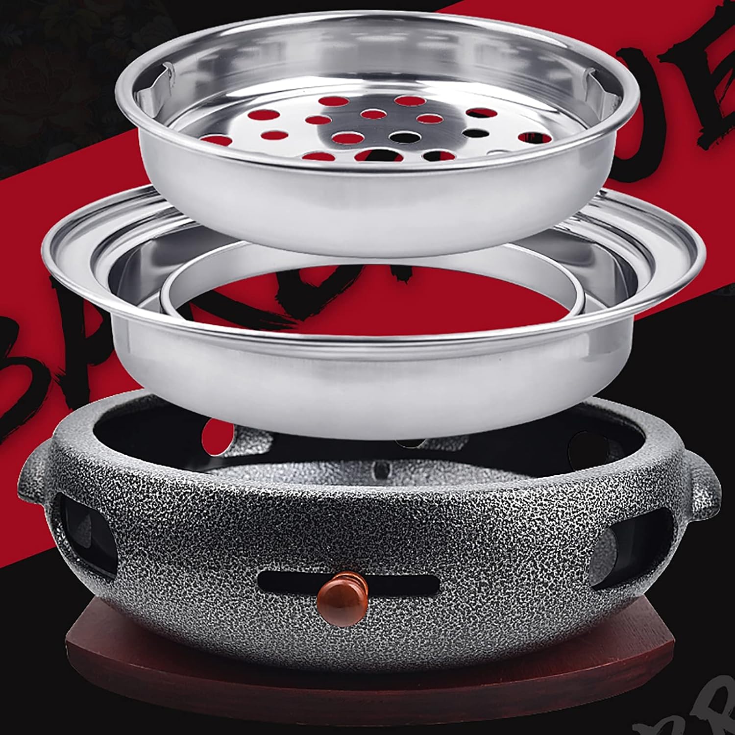 BBQ Barbeque Barbecue Grill, BBQ, Multifunctional Smokeless Charcoal Grill, Cast Iron Barbecue Meat Stove, Home/Commercial/Restaurant (Color : J) - Image 3