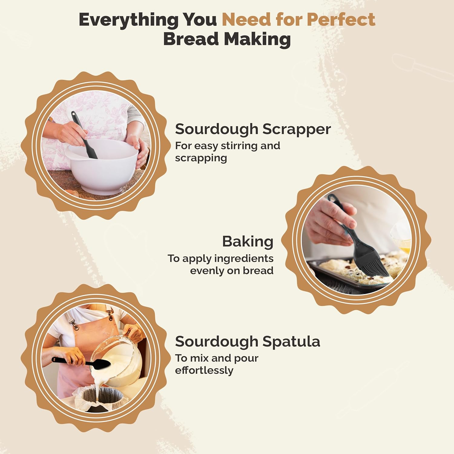 Sourdough Starter Kit & Bread Baking Supplies with 50 oz Glass Jar, Cloth Cover, Airtight Lid, Feeding Band, Spatula, Brush & Thermometer, Easy to Use Bread Making Kit for Artisan Loaves - Image 7