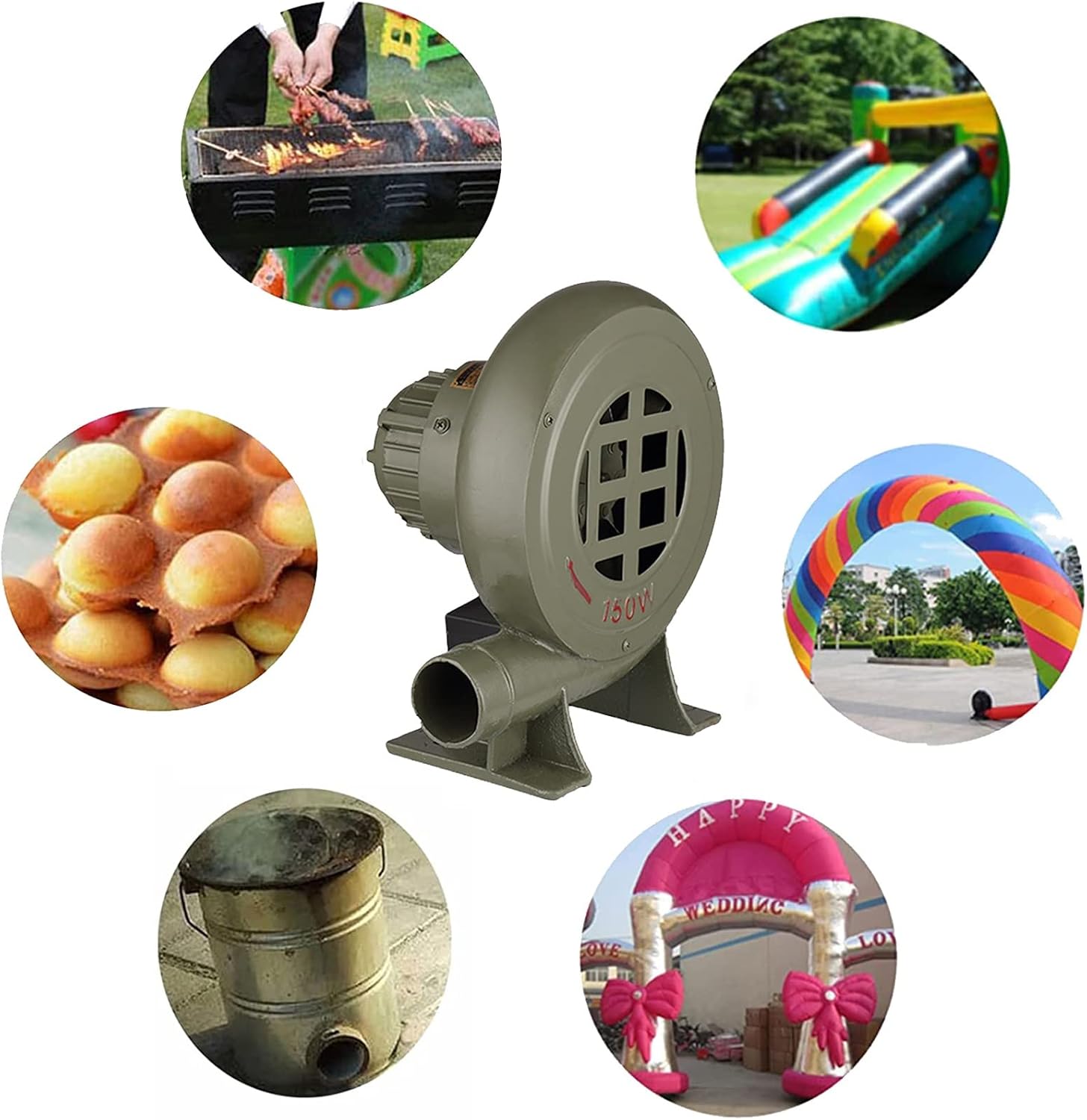 JKGHK Forge Blower,BBQ Fan,Centrifugal Electric Barbecue Air Blower,220V Copper Wire Motor Grill Hair Dryer,for Outdoor Inflatables Cooking Barbecue Picnicetc (Size : 200W) - Image 6