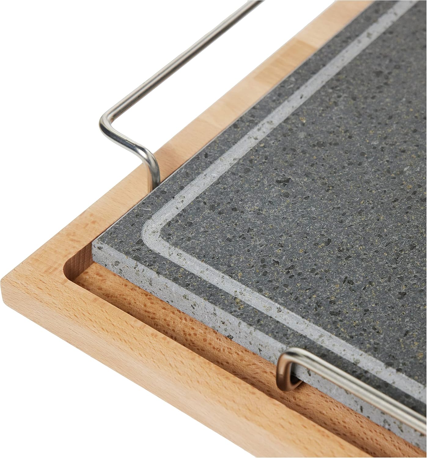 Pentole Agnelli Stone Baking Tray with Stainless Steel Stand and Wooden Base 29 x 40 cm - Image 3